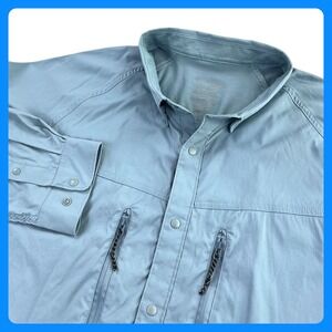 Huk Performance Mesh Fishing Shirt Men's XL Blue Long Sleeve Vent Snap H1500079